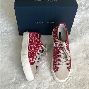 Tommy Hilfiger Women's Red and Cream Sneakers